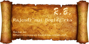 Rajcsányi Boglárka névjegykártya